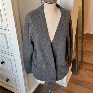 Vintage Lyle & Scott Charcoal double breasted 100% Cashmere sweater